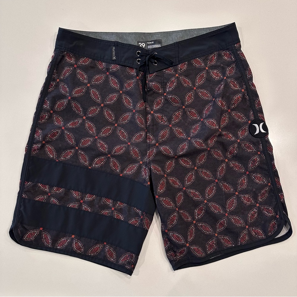 Hurley Black Geometric Swim‎ Board Shorts Size 29